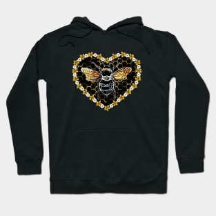 Sweet, heart, Bee and Flowers, Save the bees, Honey, Hive, Watercolour Hoodie